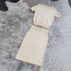 Monogram Knit Viscose Skirt Set Yellow